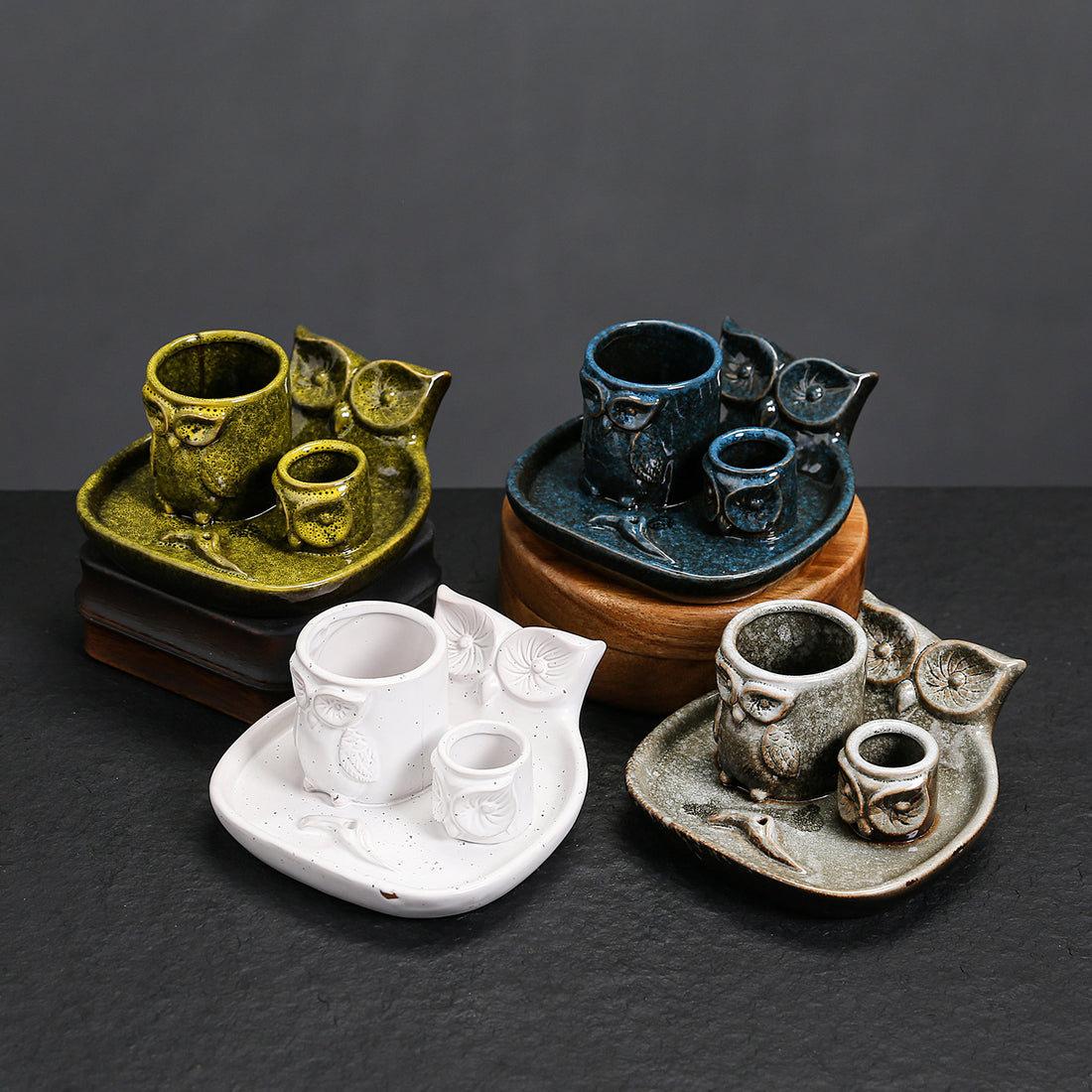 Kiln-Transformed Ceramic Candle Tray American Owl Sage Peruvian Sacred Wood Burning Stand Incense Holder Incense Seat