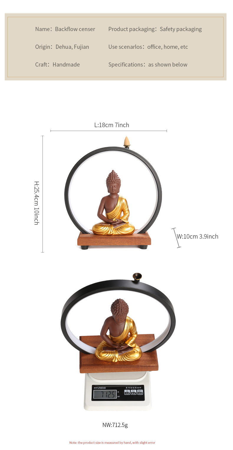 zensoullab Backflow Incense Burner Indoor Incense Creative Zen Buddha Sandalwood Agarwood Tea Ceremony Entrance Living Room Ceramic Lamp Ring Ornament