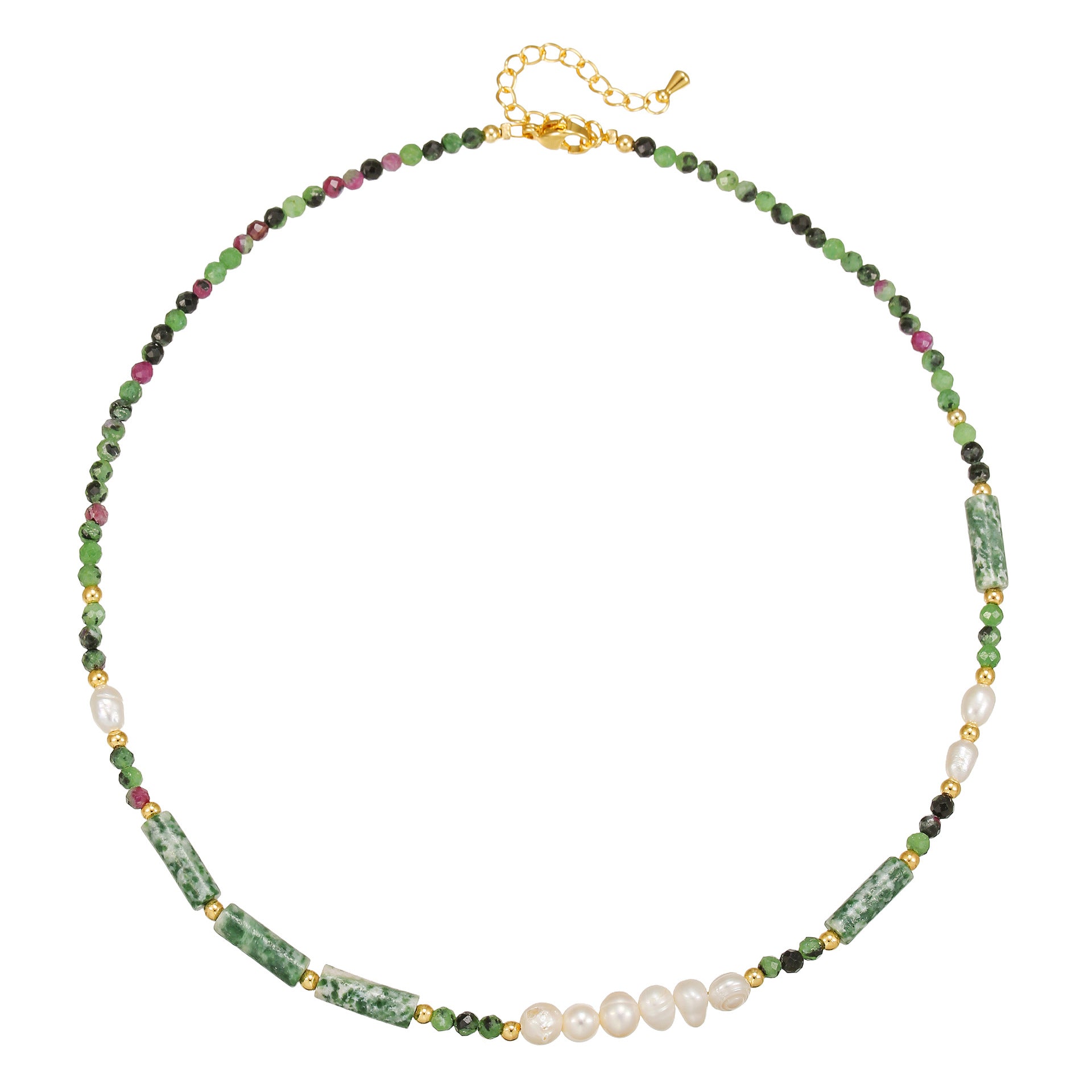 zensoullab Freshwater Pearl Natural Stone Bead Necklace Bracelet Melad Green Dot Stone Sweater Chain High-end