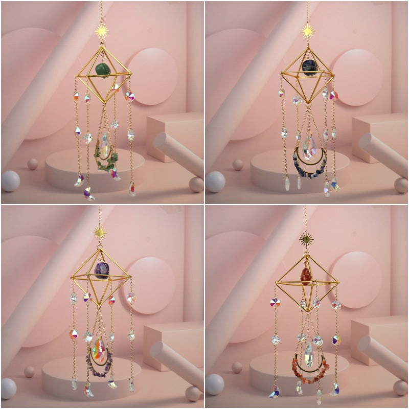 zensoullab Crystal Sun Catcher Air Rack Natural Gravel Lamp Prism Pendant Crystal Hanging Garden Decoration