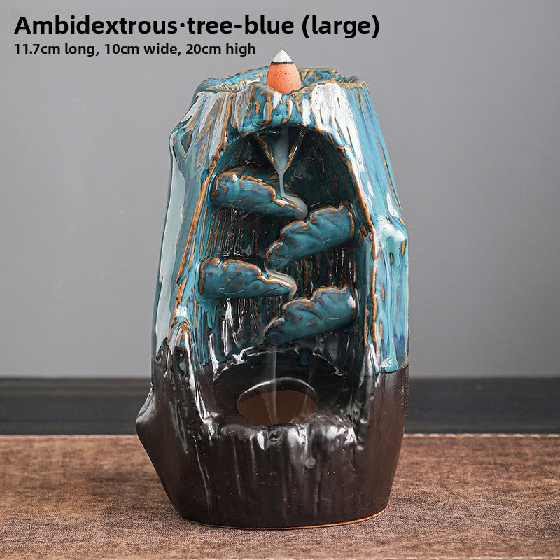zensoullab Backflow Incense Burner Left and Right Fengyuan Kiln Change Antique Sandalwood Incense Burner Large Home Indoor Creative Ornament