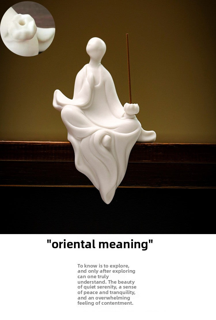 zensoullab Ceramic Zen Unfettered Buddha New Chinese Style Figure Little Monk Living Room Study Entrance Simple Decorative Craft Ornament