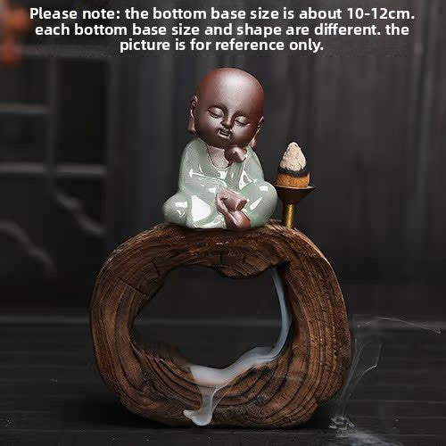 zensoullab Yunshang Tea Pet Ornament Creative Little Monk Purple Clay Backflow Incense Burner Tea Set Accessories Home Office Art Ornament