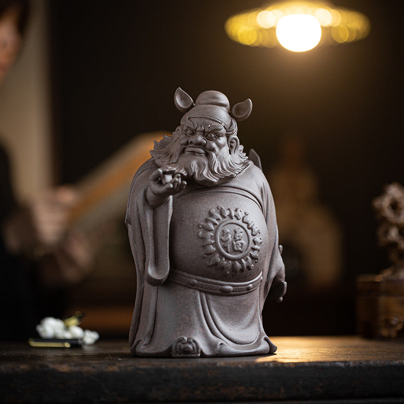 zensoullab Zen Style Chinese Purple Clay Zhongkui Blessing Figurine Creative Home Living Room Study Entrance Craft Decoration Ornament