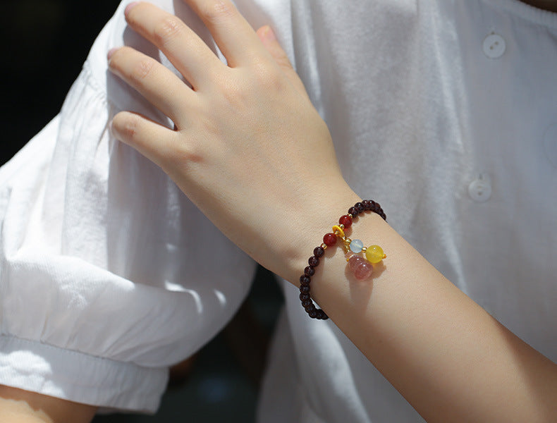 zensoullab Natural 5MM Garnet Bracelet Pendant Strawberry Crystal Gourd Crystal Bead Jewelry