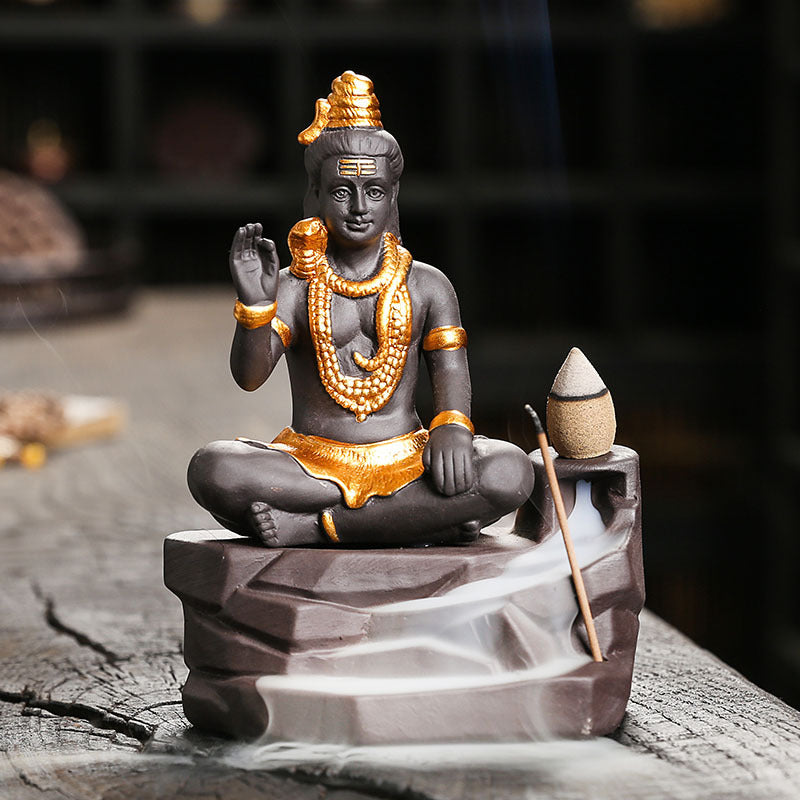 zensoullab Buddha Statue Zen Home Decor Craft Creative Southeast Asian Shiva Buddha Statue Backflow Incense Burner