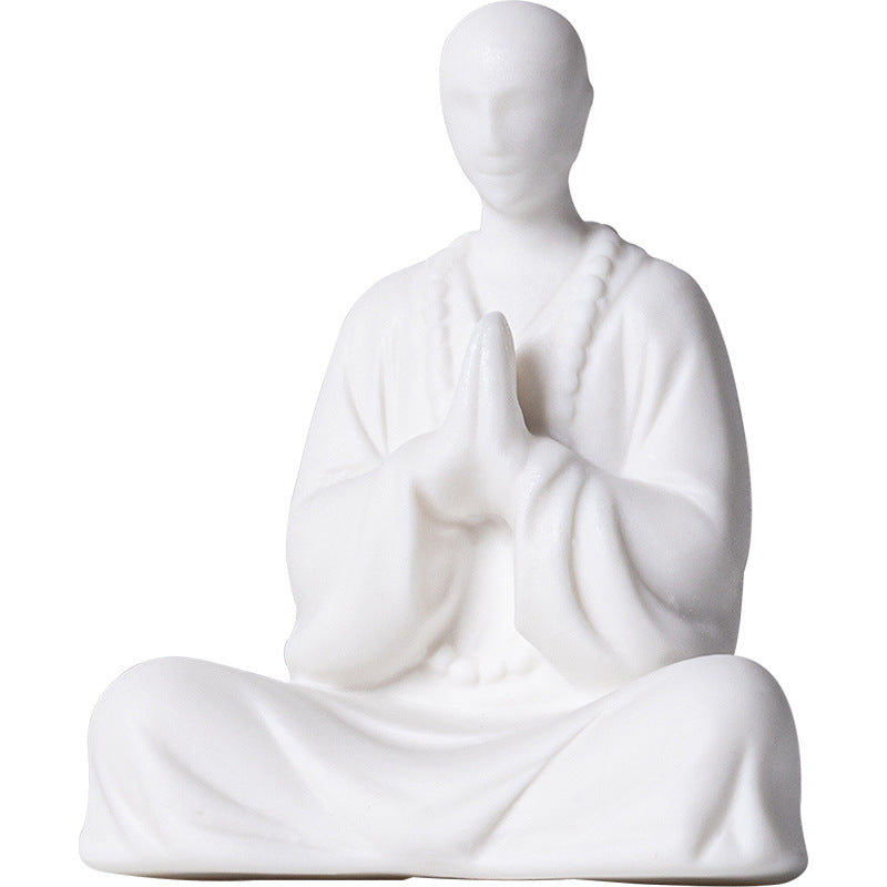 zensoullab Chinese Style Little Monk Home Decor Ceramic Zen Unphase Buddha Tea Ceremony Fish Tank Landscaping Micro Landscape Bonsai Decoration