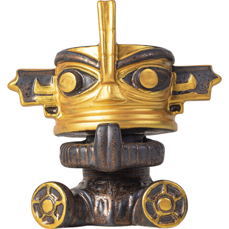 zensoullab National Trend Cultural Creative Ceramic Sanxingdui Zongmu Standing Figure Gold-Faced Ornament Home Living Room Tea Room Desktop Decoration