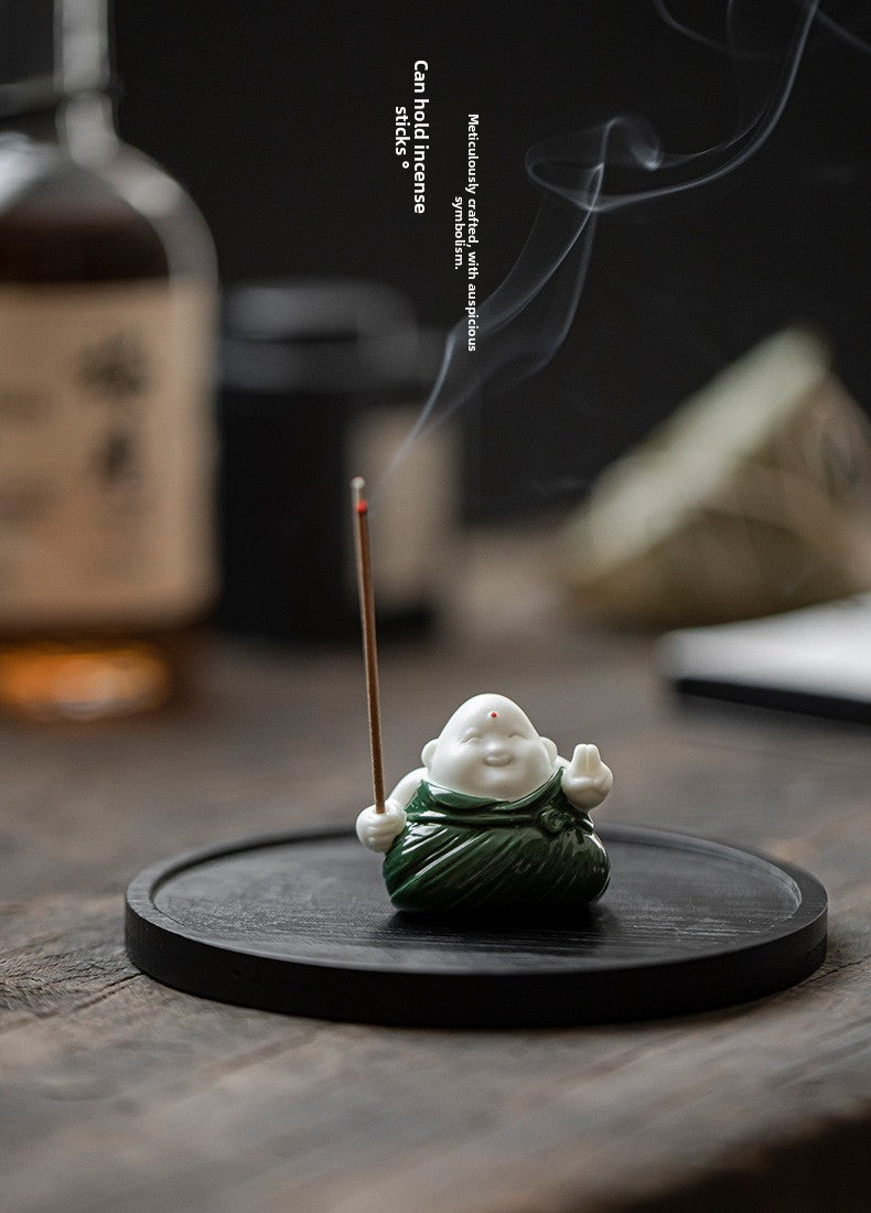 zensoullab Creative Cute Little Zongzi Ceramic Aromatherapy Burner Ornament Home Dragon Boat Festival Gift Sandalwood Incense Holder
