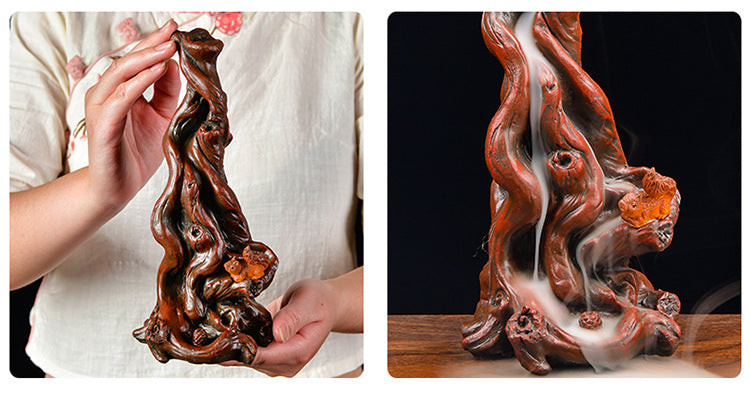 zensoullab Resin Carved Backflow Incense Burner Mountain Water Creative Aromatherapy Burner Ornamental Smoke Incense Burner Agarwood Sandalwood Incense Dehua Ceramic