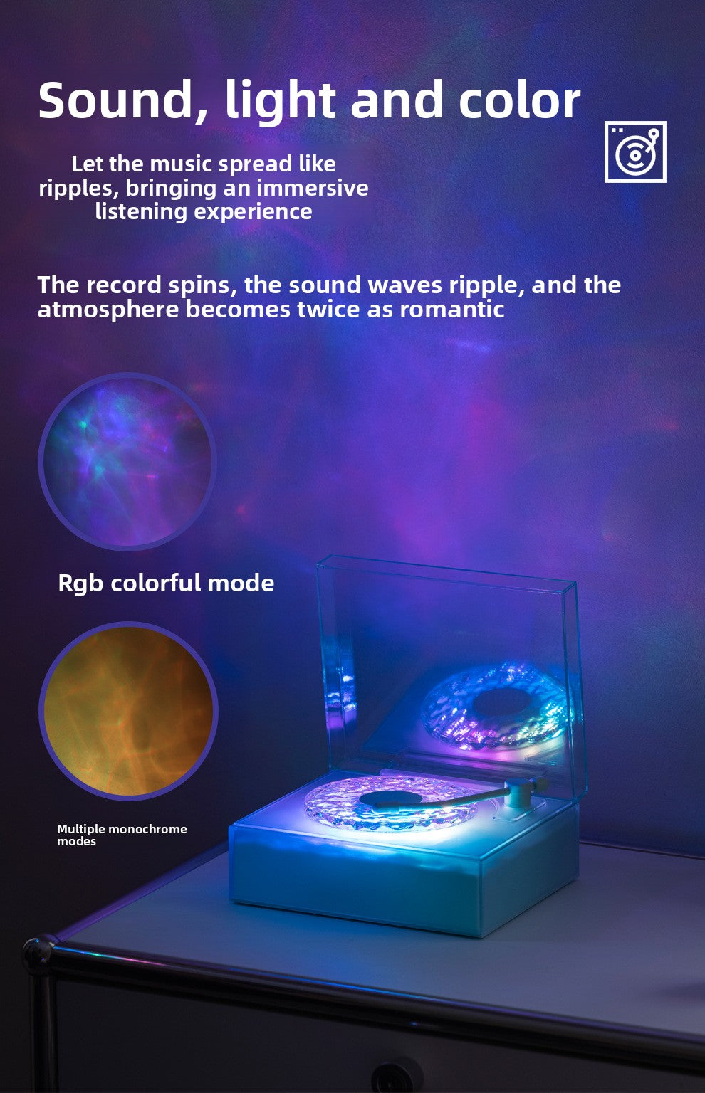zensoullab2025 New High-Quality Water Ripple Bluetooth Speaker Wireless Portable Desktop Projection Gift for Friends Audio
