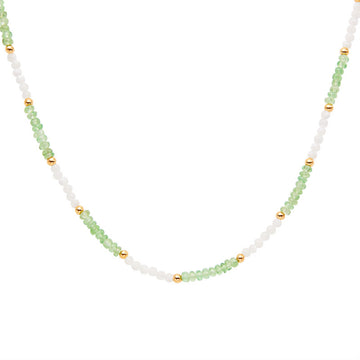 zensoullab Natural Gemstone Tsavorite Beaded Necklace for Women S925 Sterling Silver Colorful Gemstone Jewelry Collarbone Chain