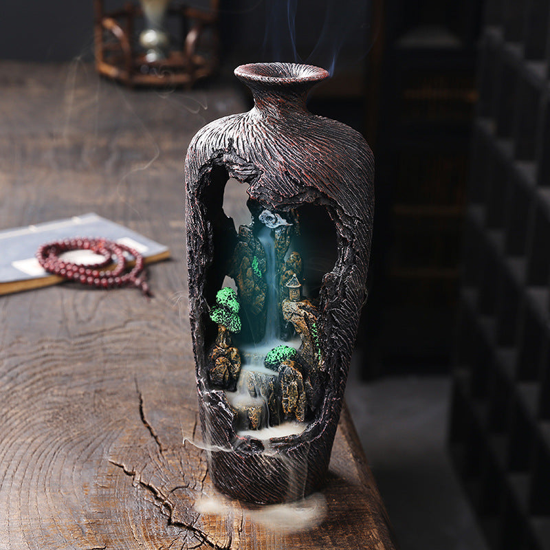 New Resin Backflow Incense Burner Creative Mountain Water Flow Incense Burner Home Decor Backflow Incense Original