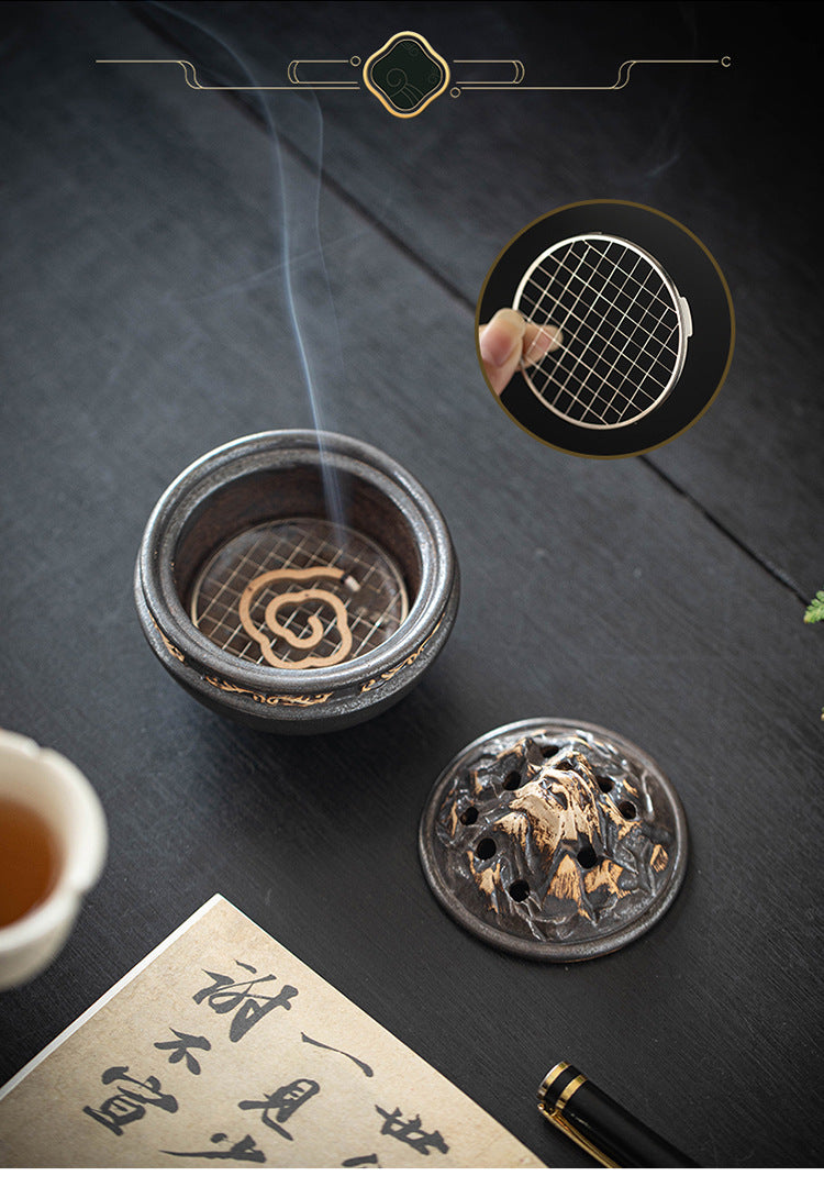 zensoullab Boshan Ceramic Incense Burner for Home Indoor Small Sandalwood Agarwood Incense Burner Zen Tea Room Incense Incense Seal Tower Incense Burner