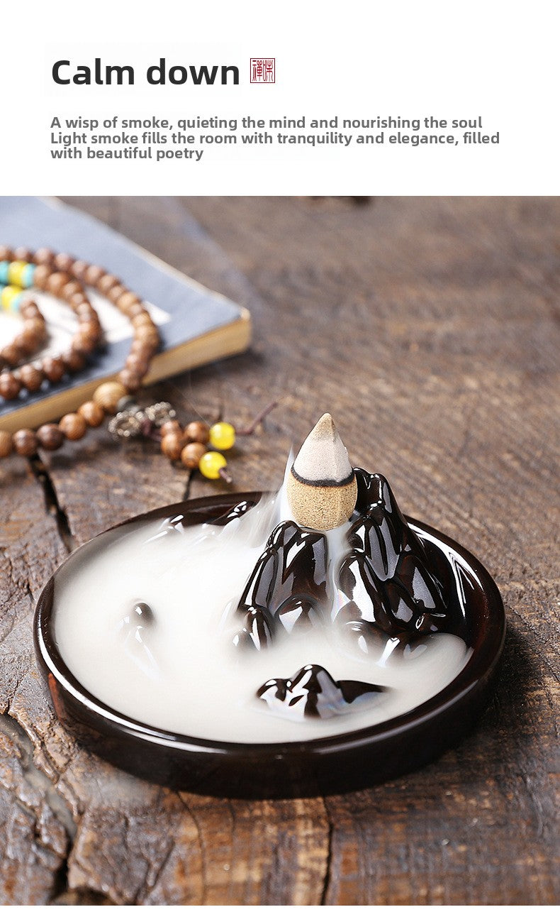 zensoullab Ceramic Mountain Water Backflow Incense Burner Creative Backflow Incense Burner Ornament