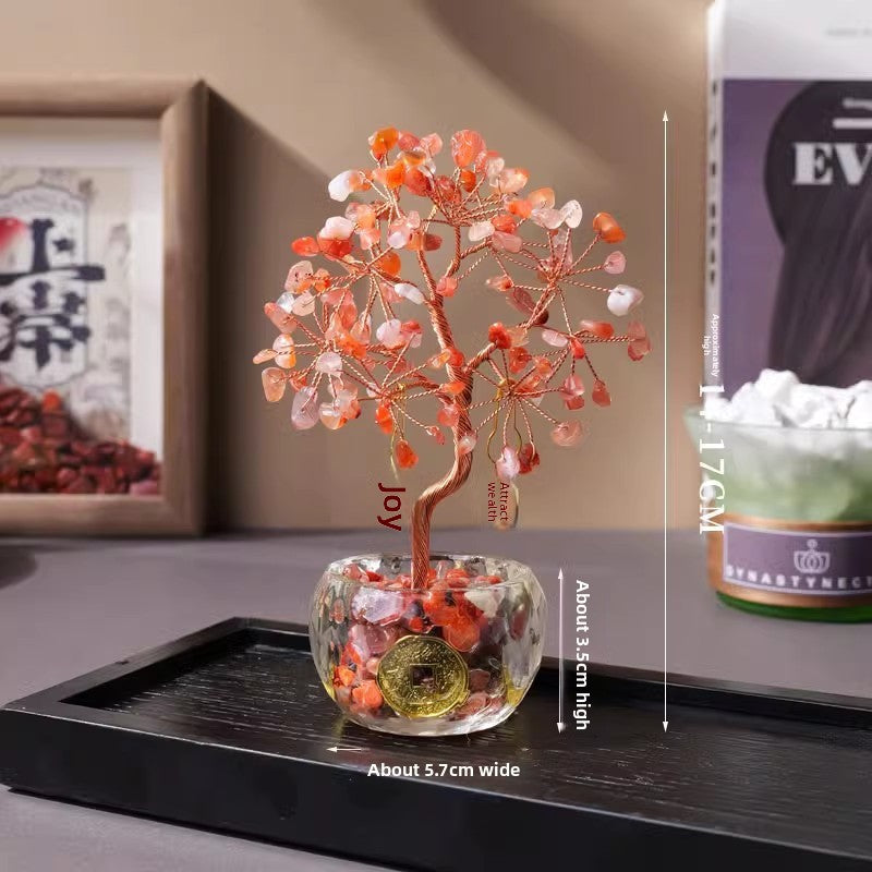 zensoullab Natural Yellow Crystal Money Tree Ornament Amethyst Wealth-Attracting Treasure Bowl Office Desk Decoration