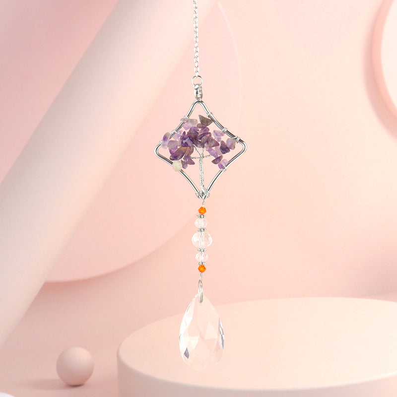 zensoullab Amethyst Gravel Tree of Life Crystal Pendant Hanging Decoration Indoor Curtain Decoration Pendant Accessories