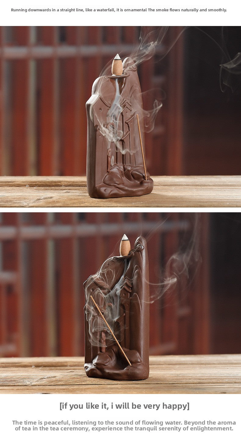 zensoullab Original Ceramic Backflow Incense Burner Watchful Landscape Aromatherapy Burner Sandalwood Incense Home Decor Incense Holder