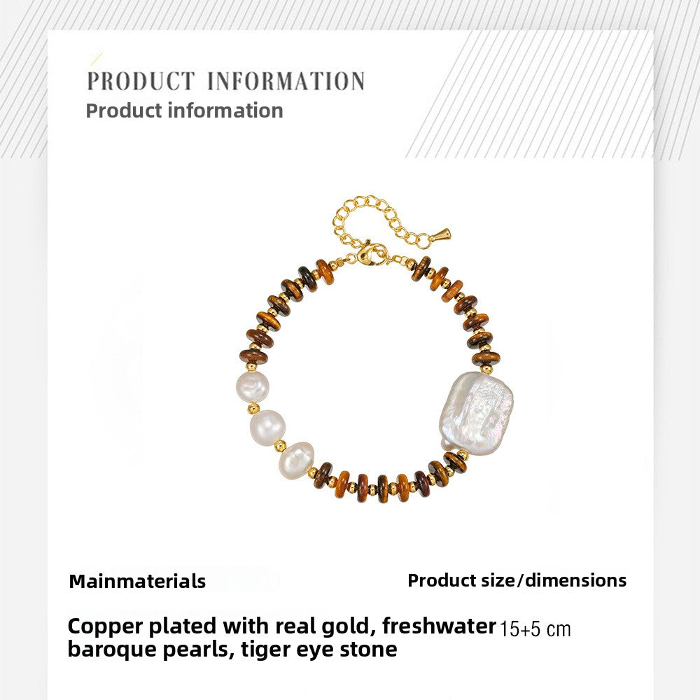 zensoullab Baroque Freshwater Pearl Necklace Bracelet Melard Tiger Eye Sweater Chain High-end Design