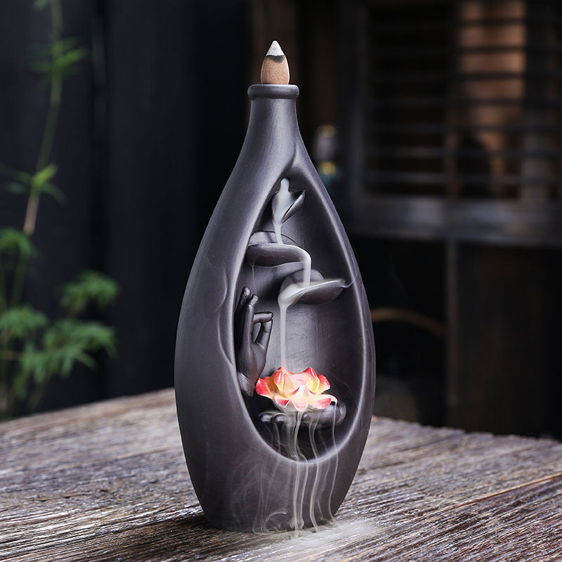 zensoullab Purple Clay Backflow Incense Burner Special for Creative Large Bottle Left and Right Feng Yuan Waterfall Backflow Incense Burner