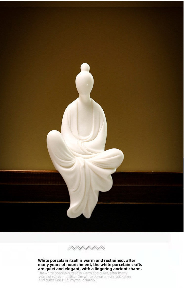 zensoullab Zen Ceramic Formless Buddha Figure Chinese Style Small Monk Ornament Small Monk Entrance Living Room Study Creative Decoration Display