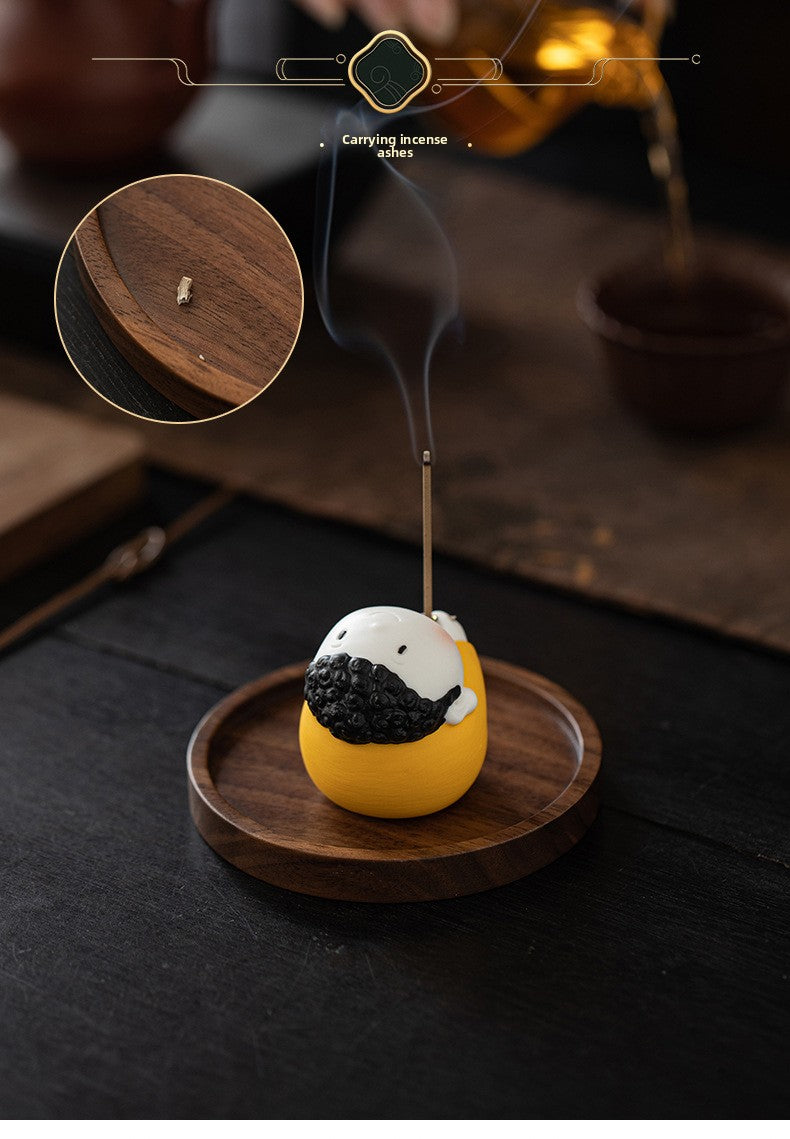 zensoullab Ceramic Cute Little Tathagata Incense Burner for Home Indoor Aromatherapy Small Ornament High-end Incense Holder Tea Table Incense Ceremony