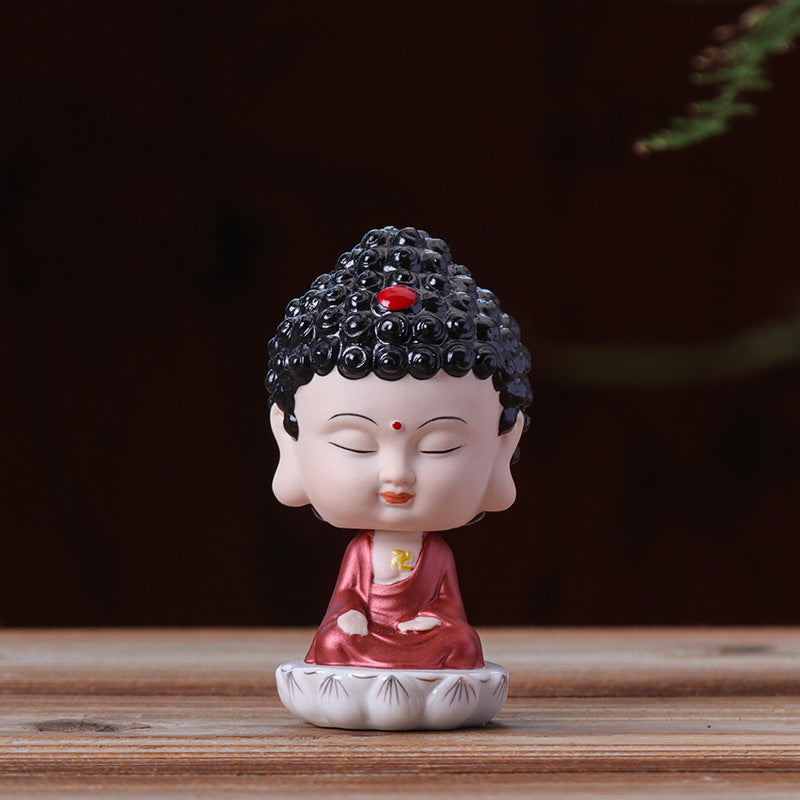 zensoullab Premium Creative Bobblehead Figurine Desktop Ornament Hand-painted Small Ornament Tathagata Peace Buddha Car-mounted Chinese Home Decoration