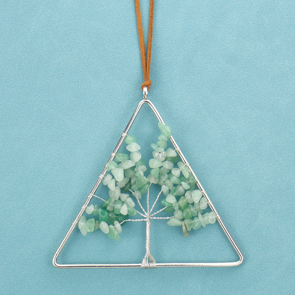 zensoullab Natural Raw Crystal Stone Gravel Christmas Tree Triangle Hanging Holiday Home Decoration