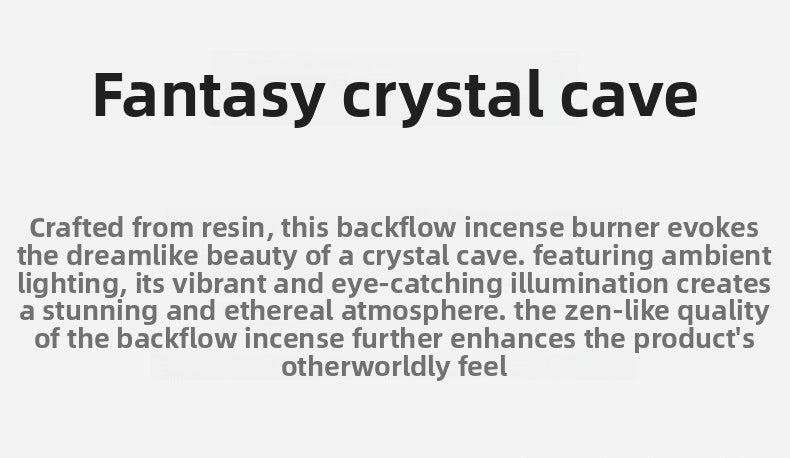 zensoullab Creative Resin Backflow Incense Burner Crystal Cave LED Night Light Aesthetic Indoor Incense Creative Ornament Backflow Incense