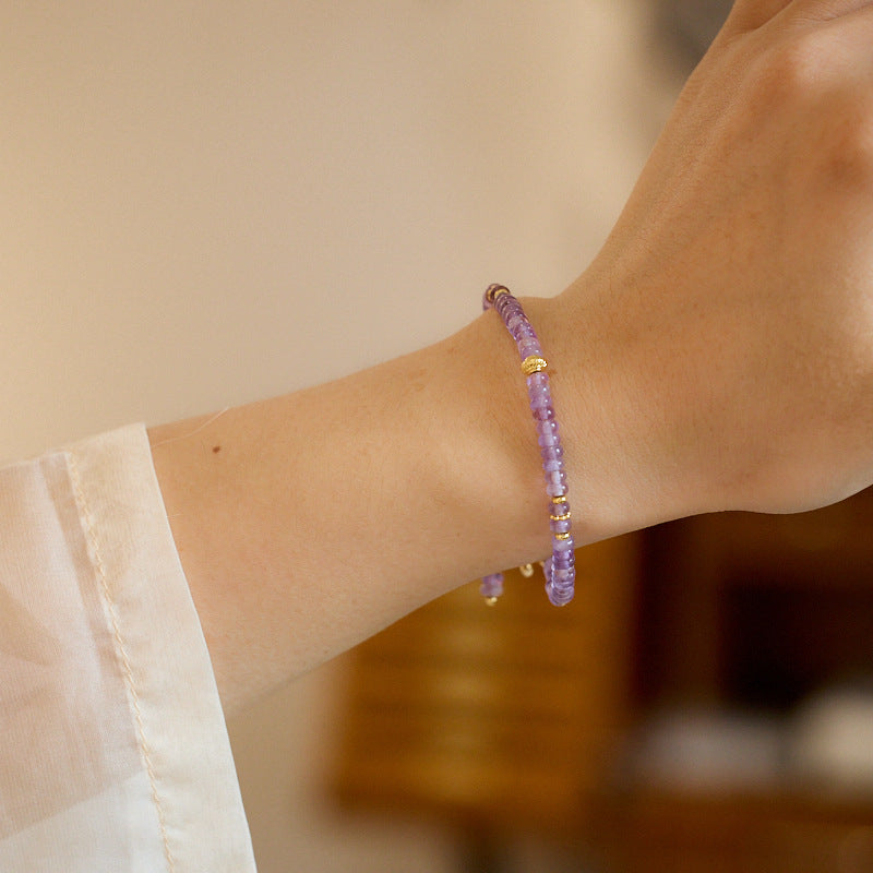 zensoullab Natural Amethyst Bracelet for Women Nine Purple Fire Calculation Plate Bead OT Clasp Crystal Bracelet