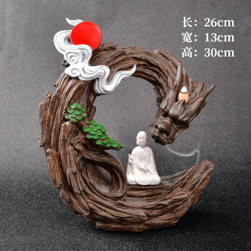 zensoullab Creative Resin Large Great Wall Backflow Incense Burner Home Decor Craft Ornament Incense Holder Incense Seat Backflow Aromatherapy Burner